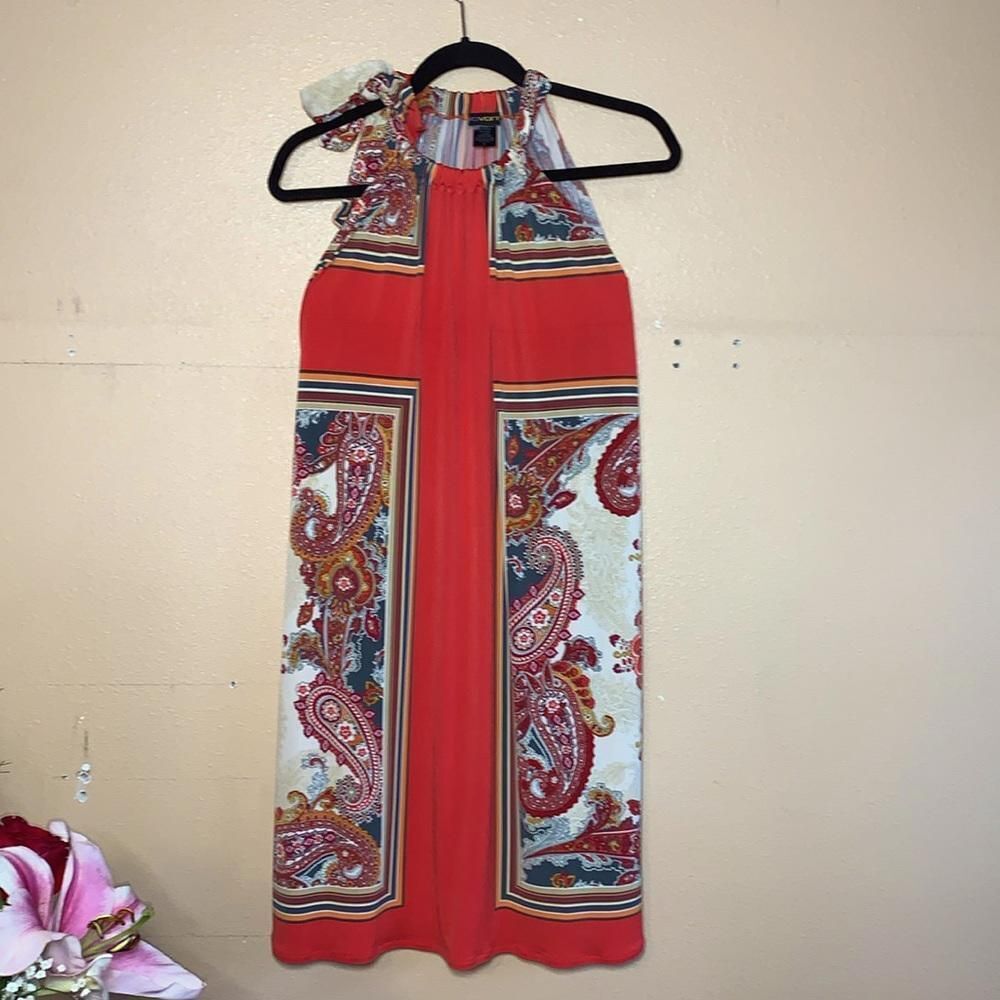 Y2K Red Paisley Halter Top Red Stretchy Comfortable Dress Large